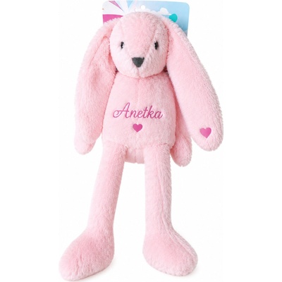 BabyTorty Plyšový zajačik s vlastným menom alebo textom ružový 37 cm
