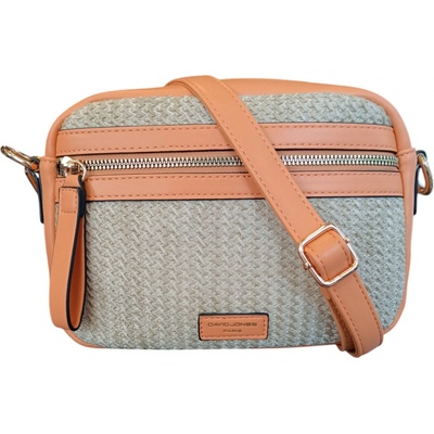David Jones trendy crossbody kabelka s přírodním vzorem CM 7538 peachfuzz oranžová