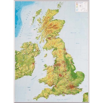 Georelief Velká Británie a Irsko - plastická mapa 80 x 60 cm Varianta: bez rámu, Provedení: plastická mapa