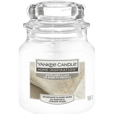 Yankee Candle Vonná sviečka White Linen & Lace, vôňa bieleho ľanu a čistej bielizne, 104 g, 1613617E