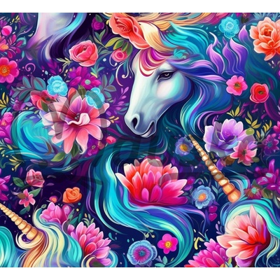 Silky umělé hedvábí vzor magický jednorožec