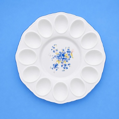 Český porcelán Dubí Podnos párty porcelánový biely na vajcia 24,3cm