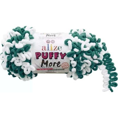 ALIZE Puffy More 6570 zelená+bílá