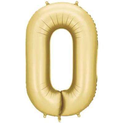 Party Deco Фолиев Балон Цифра в Сатенено Злато - 0 (fb1s-0-019)