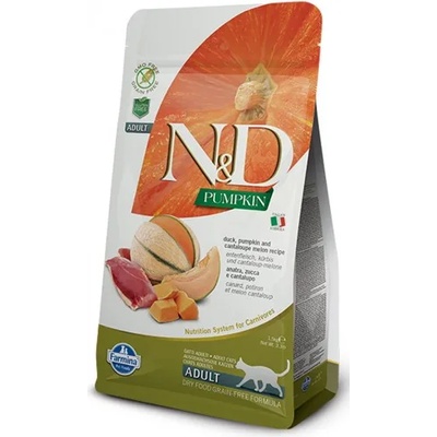 N&d cat grain free pumpkin duck & cantalupe adult - пълноценна храна за котки над 1 година, с тиква, патица и пъпеш - 300 гр pnd0030013
