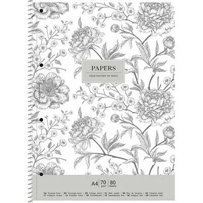 Shkolyaryk Publishing House Спирална тетрадка, A4+, с подложки, 80 страници, SHKOLYARYK "Vintage flowers", смесена, A4-080-6700L (A4-080-6700L)