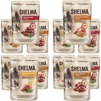 SHELMA bezobilné dušené filetky masový výběr pro kočky 40 x 85 g
