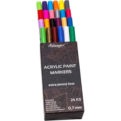 Artmagico akrylové fixy extra jemný hrot 0.7 mm 24 barev – Zboží Dáma