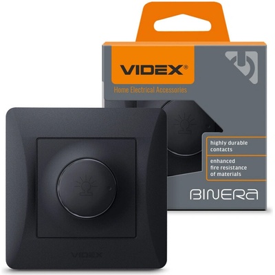 Stmívač s rámečkem 600W 10A Povrchová montáž Černá BINERA VIDEX