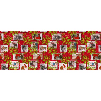 Sanem Plastik 1575 PVC ubrus Florista Vánoční střípky červená 140x180 cm