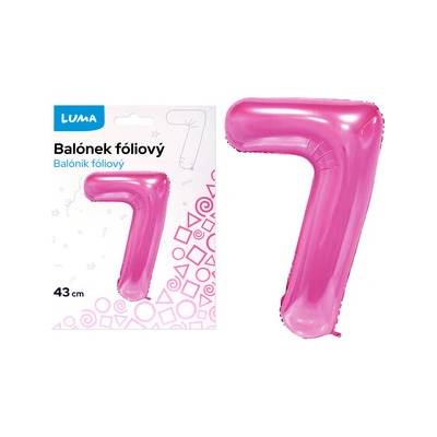 Balónek foliový č. 7 RŮŽOVÝ 43cm LUMA