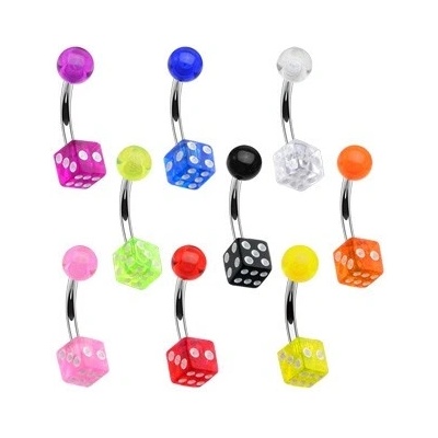 Šperky eshop piercing do bříška hrací kostka kulička W05.08 oranžová