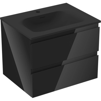 Mexen Orio шкаф за баня 60 см с мивка Vela, 2 чекмеджета, черен гланц/черен мат - 91A10-06047-2-BFF70-W23M71 (91A10-06047-2-BFF70-W23M71)