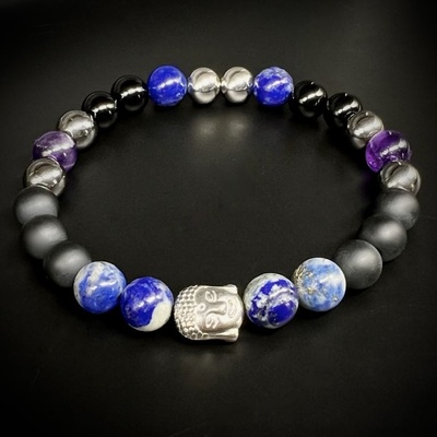 Živé kameny Minerální náramek BUDDHA Lapis lazuli NARM2021345