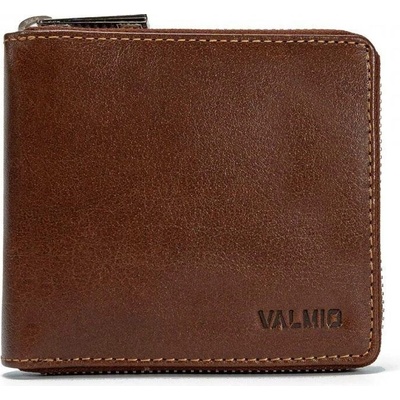 Valmio RFID kožená peněženka na zip hnědá