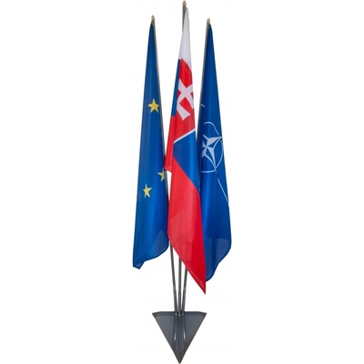 Komplet: interiérový stojan + vlajky SR, EU - stojan 3-ramenný + SR a EU