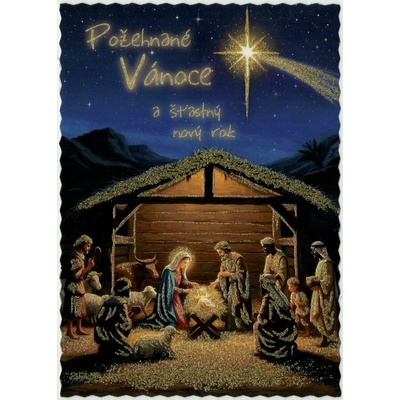 Pohlednice Požehnané Vánoce (glitr) – Zboží Mobilmania