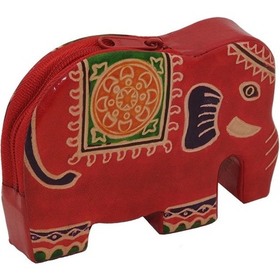 Kožená peněženka na drobné Elefant červený