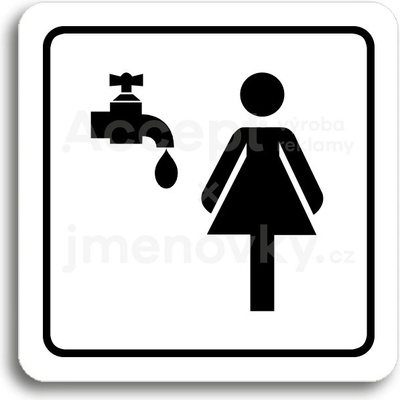 ACCEPT Piktogram umývárna ženy - bílá tabulka - černý tisk