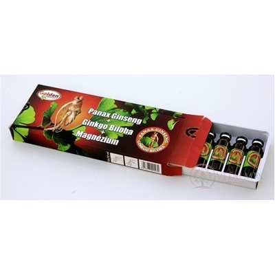 Golden Panax Ginseng Ginkgo Biloba Magnézium ampule k pití á 10 ml 10 ks