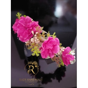 Radi handmade Венче за глава с тъмно розови цветя (117)