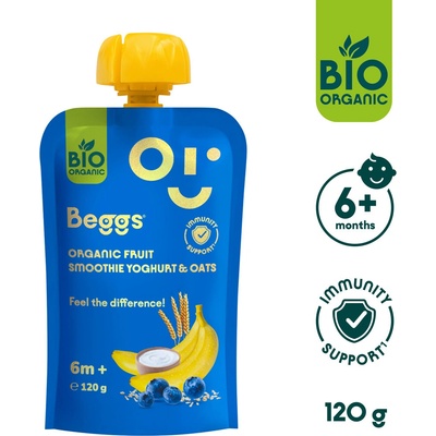 Beggs BIO vrecko Smoothie s jogurtom ovocím a ovsenými vločkami 120 g