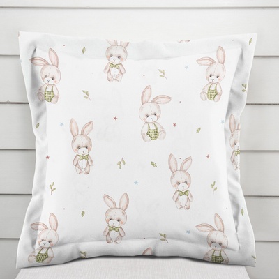 Biante bavlna s lemom Sandra SA-401 Zajačiky na bielom 30 x 50 cm