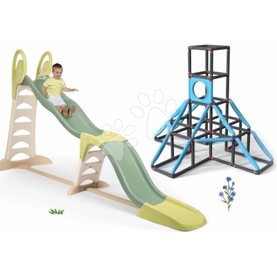 Smoby Set šmykľavka a 4 poschodová preliezačka Giant Kraxxl Toboggan Super Megagliss 2v1 s otvorom na hádzanie lopty