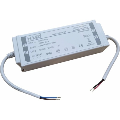MLED, 200W LED napájeci zdroj, 24V, voděodolný, 8,3A, IP67, MLED-24V200W-IP67