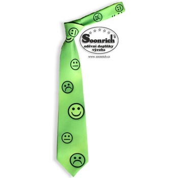 Soonrich kravata zelená smajlík kor006