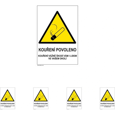 Walteco Kouření povoleno, Kouření vážně škodí 148x210mm, formát A5, samolepka Množství: 5 ks , 20088BP1