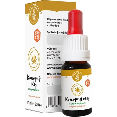 Zelená Země CBD konopný olej s rozmarýnom 10 ml
