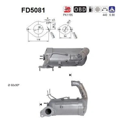 Filtr sazových částic, výfukový systém AS FD5081