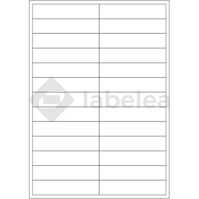 Labelea Samolepiace etikety 100x22 mm biele papierové, na hárku A4, pre laserovú a atramentovú tlač, Farba etikiet Biela, Počet hárkov v balení 100 EPY100022W026S