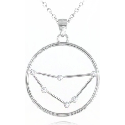 MINET Strieborný náhrdelník Stars Kozorožec Czech Crystal JMAS9501SN45