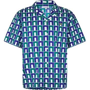 Image 1 of Lacoste Риза с къс ръкав Lacoste Short Sleeved Monogram Print Shirt - Green IS8