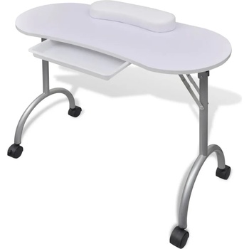 Image 1 of vidaXL Маса за маникюр на колелца, сгъваема, бяла (110124)