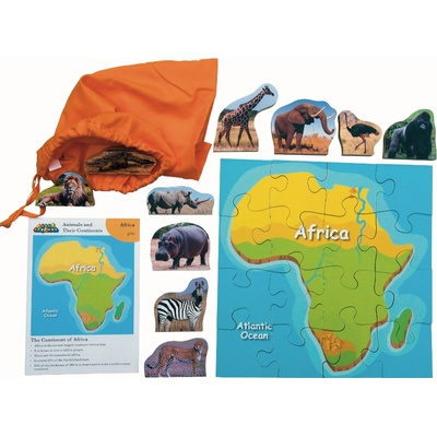 Just Jigsaws 770 Afrika a její zvířata dřevěné 16 dílů a 10 zvířat