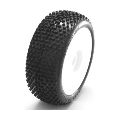 SP RACING 1/8 DEMOLITION COMPETITION OFF ROAD gumy nalepené gumy SUPER SOFT směs bílé disky 2 ks