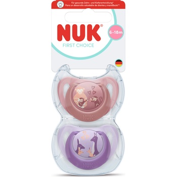 Nuk First Choice биберон залъгалка, силикон, 6-18 мес. , 2 бр. , Маймуна/Кенгуру (10176368)