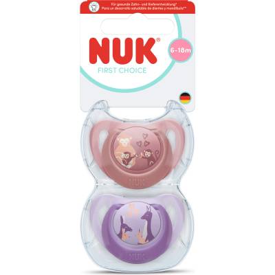 Nuk First Choice биберон залъгалка, силикон, 6-18 мес. , 2 бр. , Маймуна/Кенгуру (10176368)