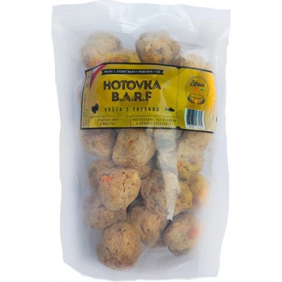 Do psí misky B.A.R.F. Hotovka Krůta s treskou 1 kg