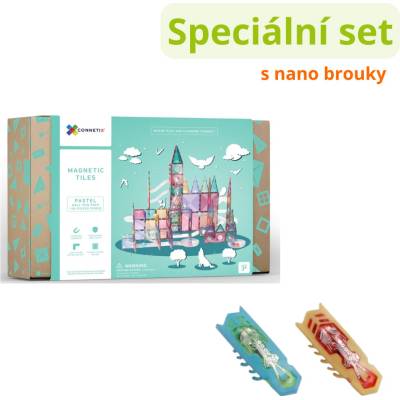 Connetix Tiles Magnetická stavebnice PASTEL (120 ks) + Nano chrobáky (2 ks)