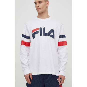 Fila Памучна блуза с дълги ръкави Fila Luohe в бяло с принт FAM0669 (FAM0669)