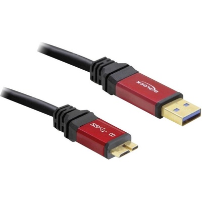 Delock 1672263 USB, USB 3.2 Gen1 (USB 3.0 / USB 3.1 Gen1) USB-A zástrčka, USB Micro-B 3.0 zástrčka, 2m, červený, černý