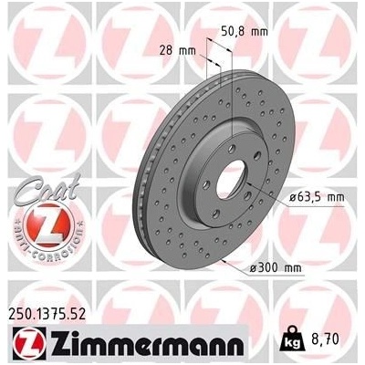 Brzdový kotúč (cena za 1ks) ZIMMERMANN 250.1375.52