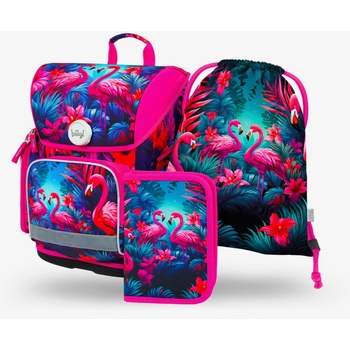 BAAGL Розов училищен комплект Ergo - куфарче, моливник, чанта Baagl Flamingos BAAGL | Rozov | Момичешки | ONE SIZE