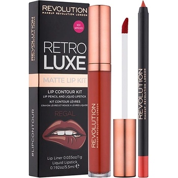 Makeup Revolution Retro Luxe Matte Lip Kit комплект червило и молив за устни за жени 5.5 мл