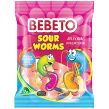 BEBETO Sour worms želé bonbóny 80 g