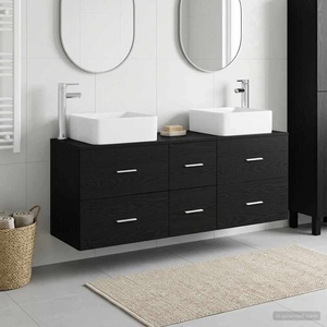 vidaXL Комплект шкафове за баня 3 бр. Черно 49, 5 x 41 x 63 см (3405828)